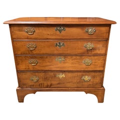 Antique 18th Century New England Chippendale Chest of Drawers in Maple and Tiger Maple