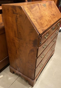 18th Century New England Chippendale Slant Front Desk in Tiger Maple