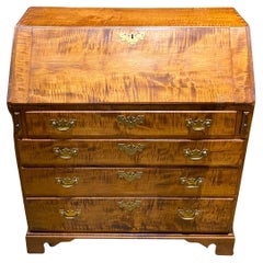 18th Century New England Chippendale Slant Front Desk in Tiger Maple