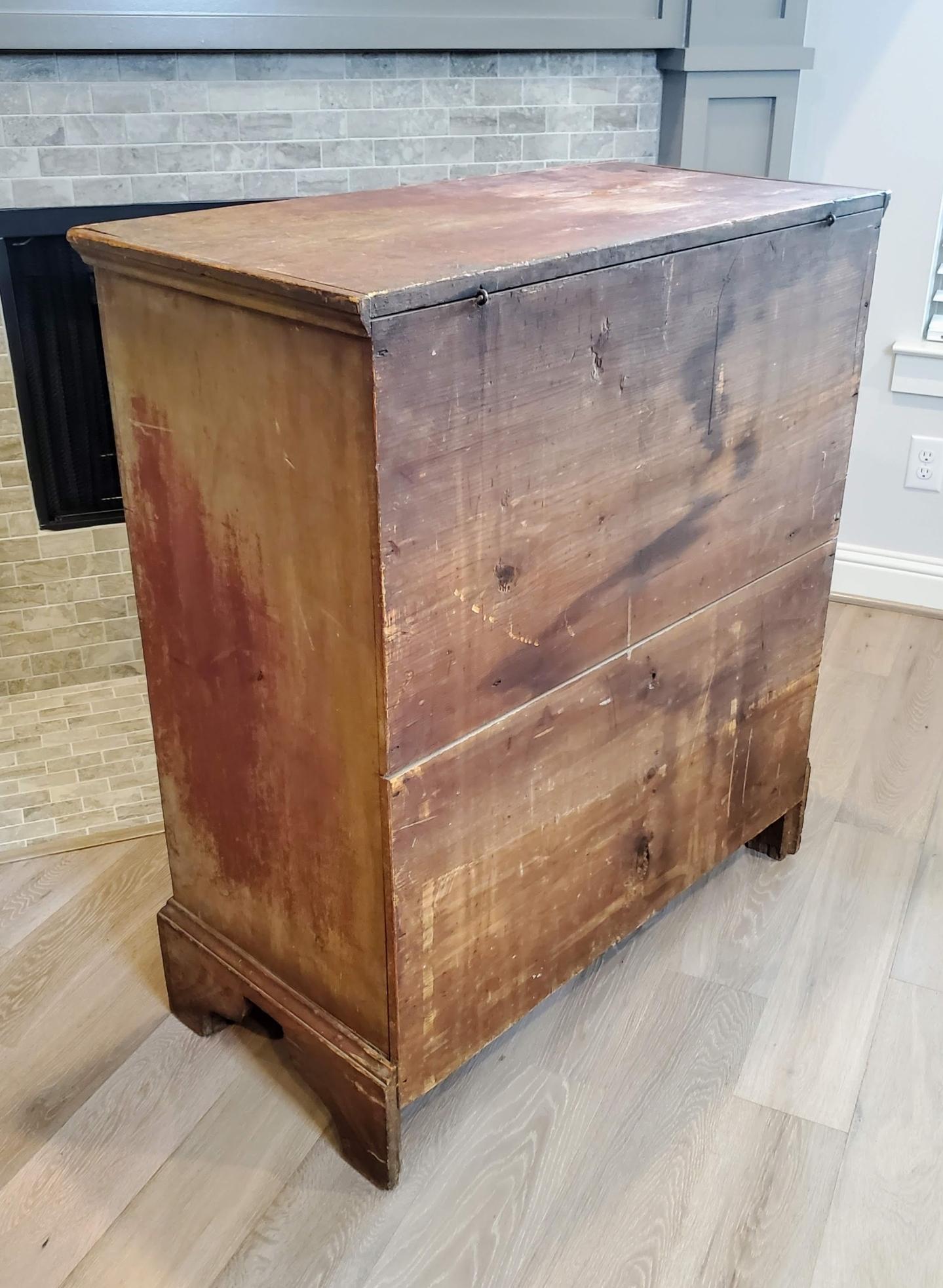 18. Jahrhundert New England Land American Queen Anne Decke Kommode der Schubladen im Angebot 11