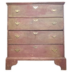 18th Century New England Country American Queen Anne Blanket Chest Of Drawers