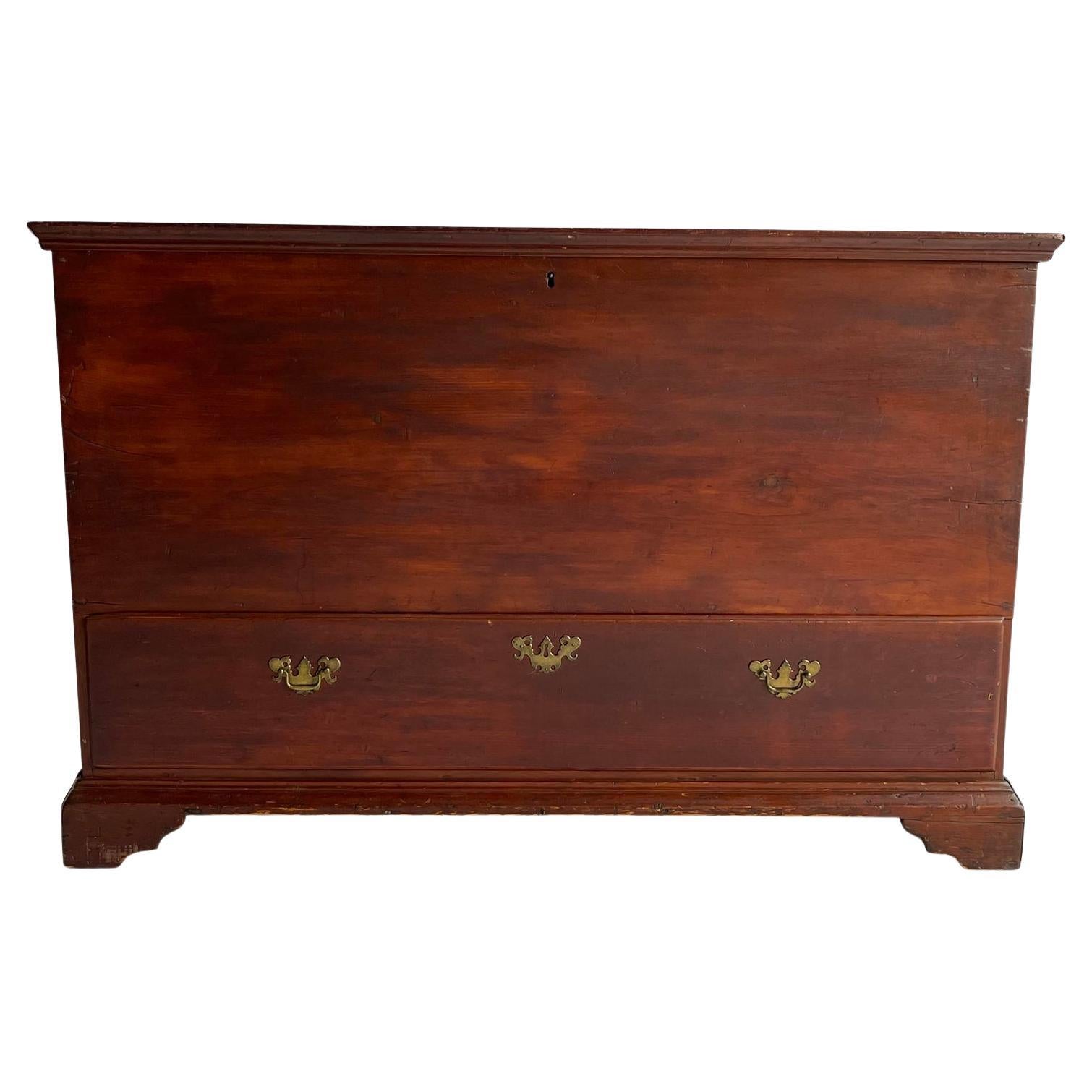 18th Century New England Country American Single Drawer Blanket Chest