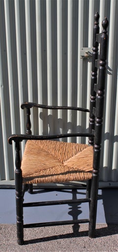 18th Century New England Ladderback Chair in Original Black Paint