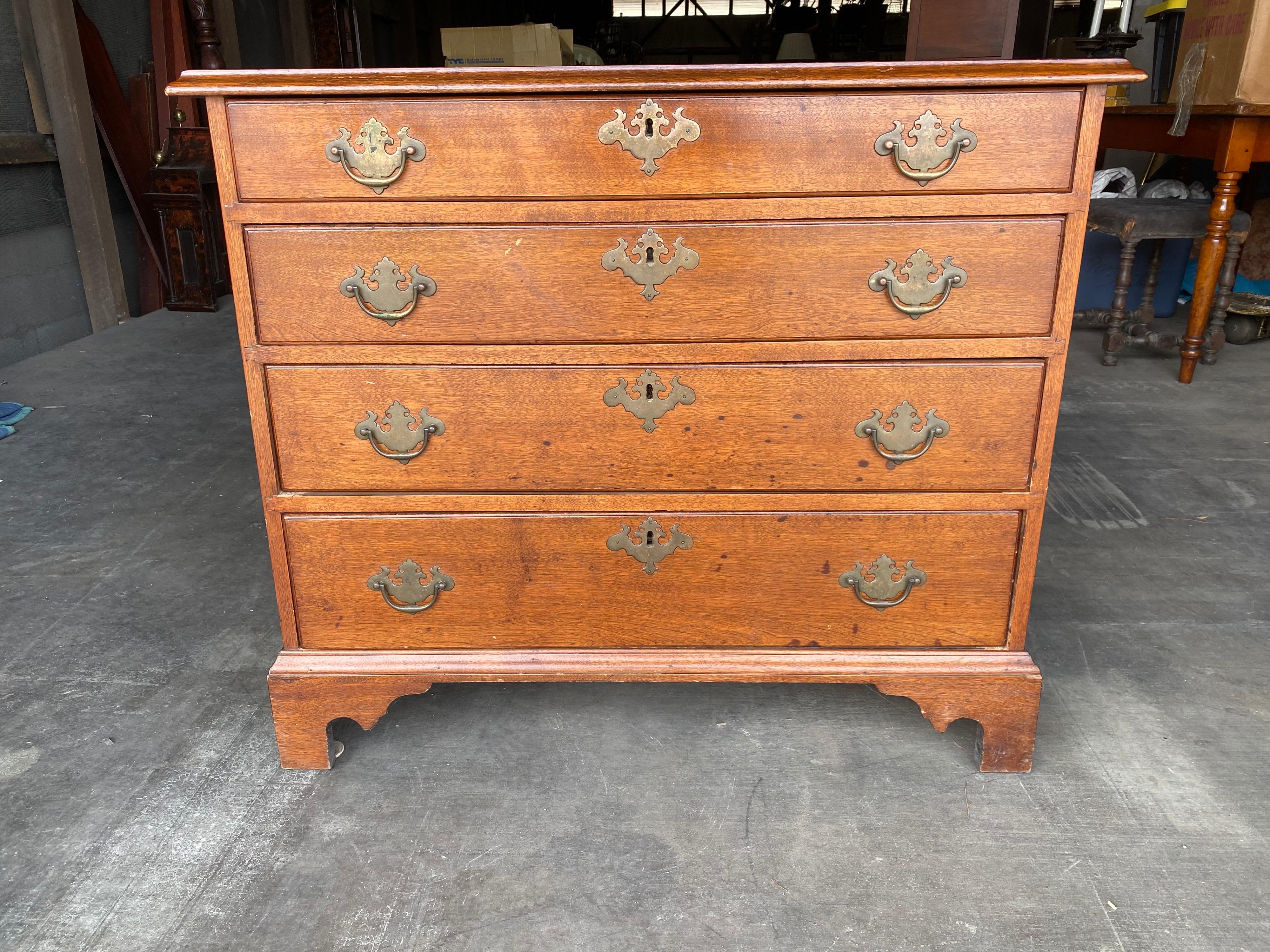 American 18th Century New England Mahogany Four Drawer Chest For Sale