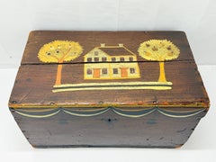 18th Century, New England Paint Decorated Folk Art Box or Crate