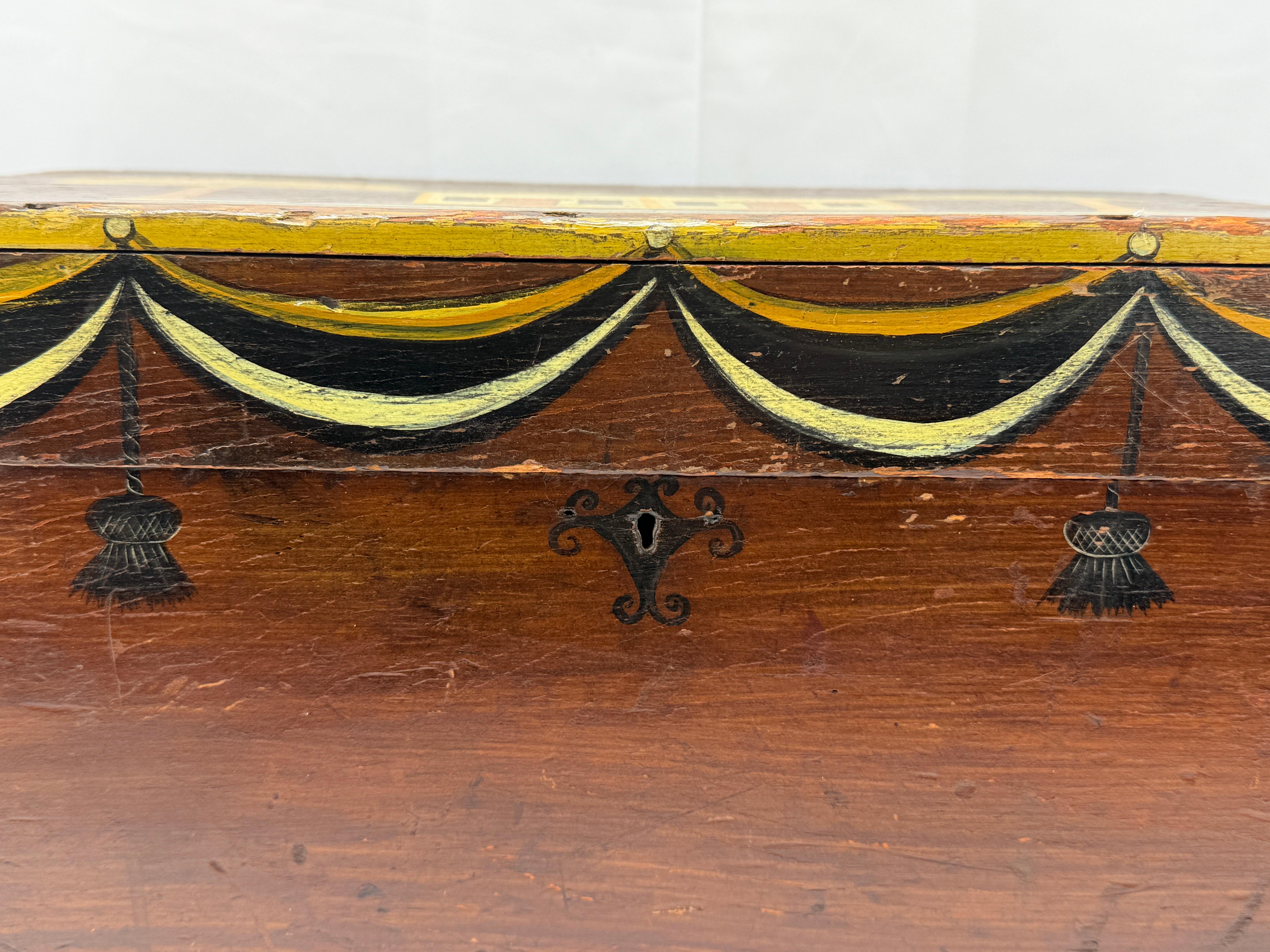 18th Century and Earlier 18th Century, New England Paint Decorated Folk Art Box or Crate For Sale