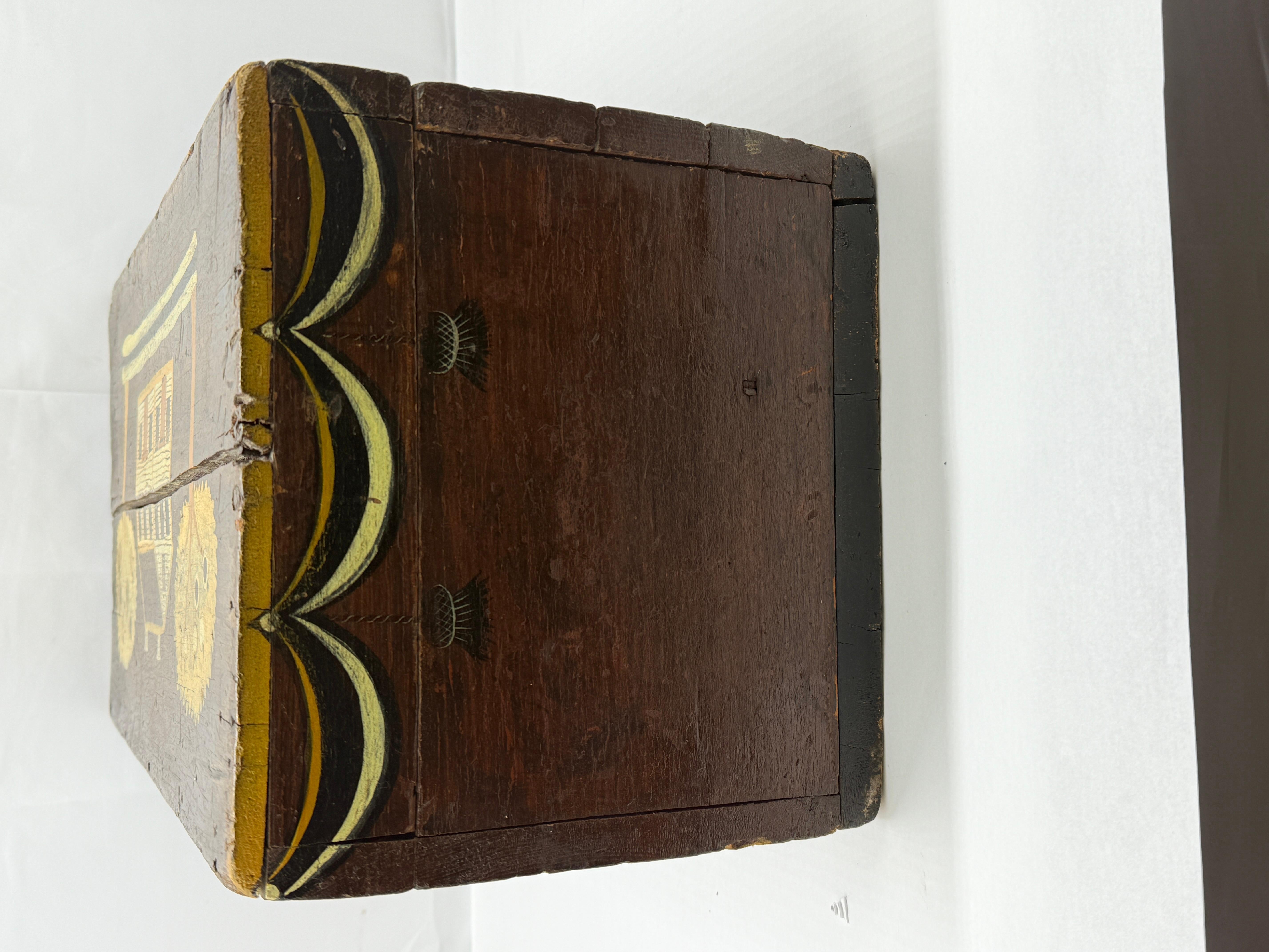 Wood 18th Century, New England Paint Decorated Folk Art Box or Crate For Sale