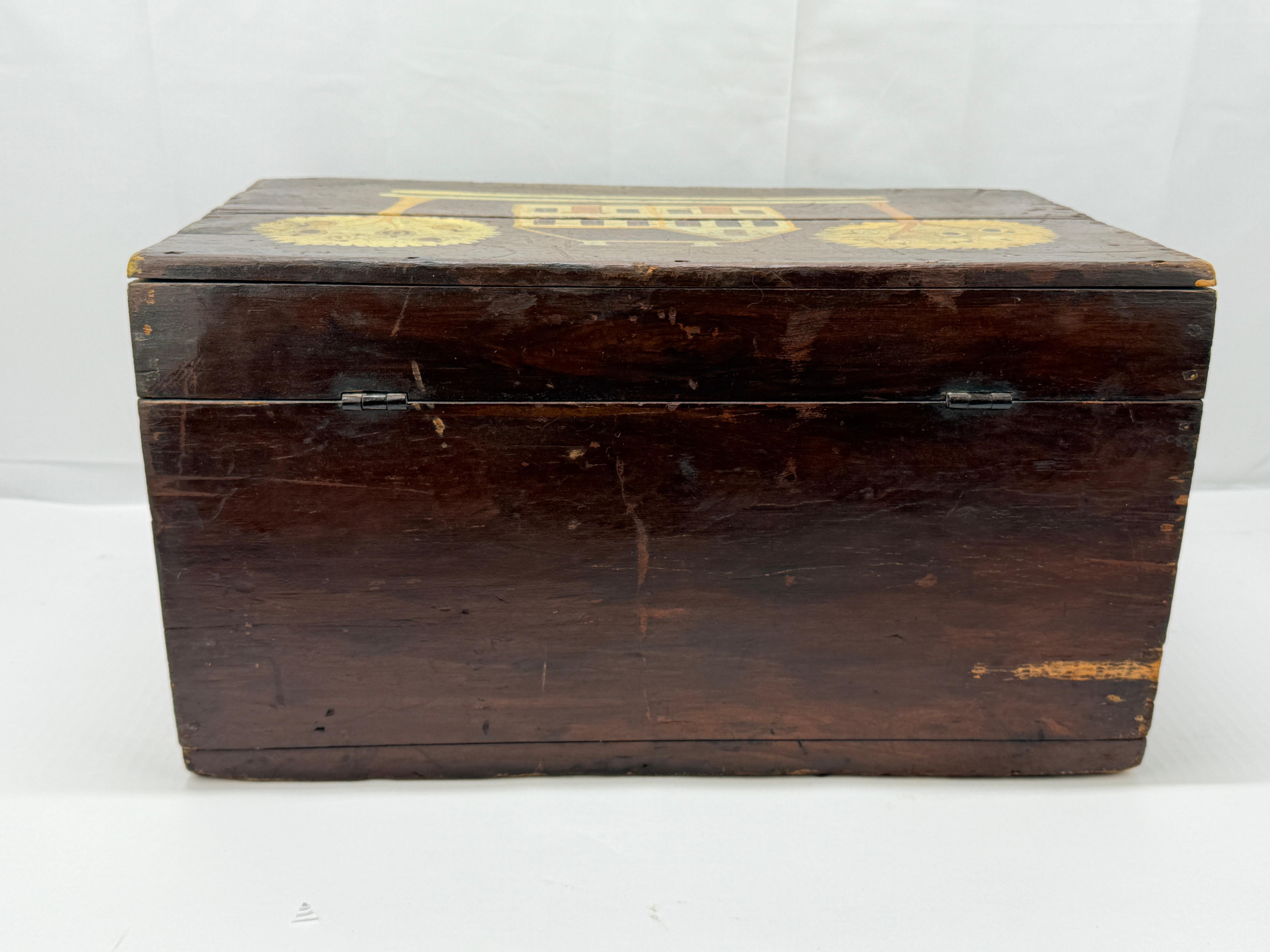 18th Century, New England Paint Decorated Folk Art Box or Crate For Sale 1
