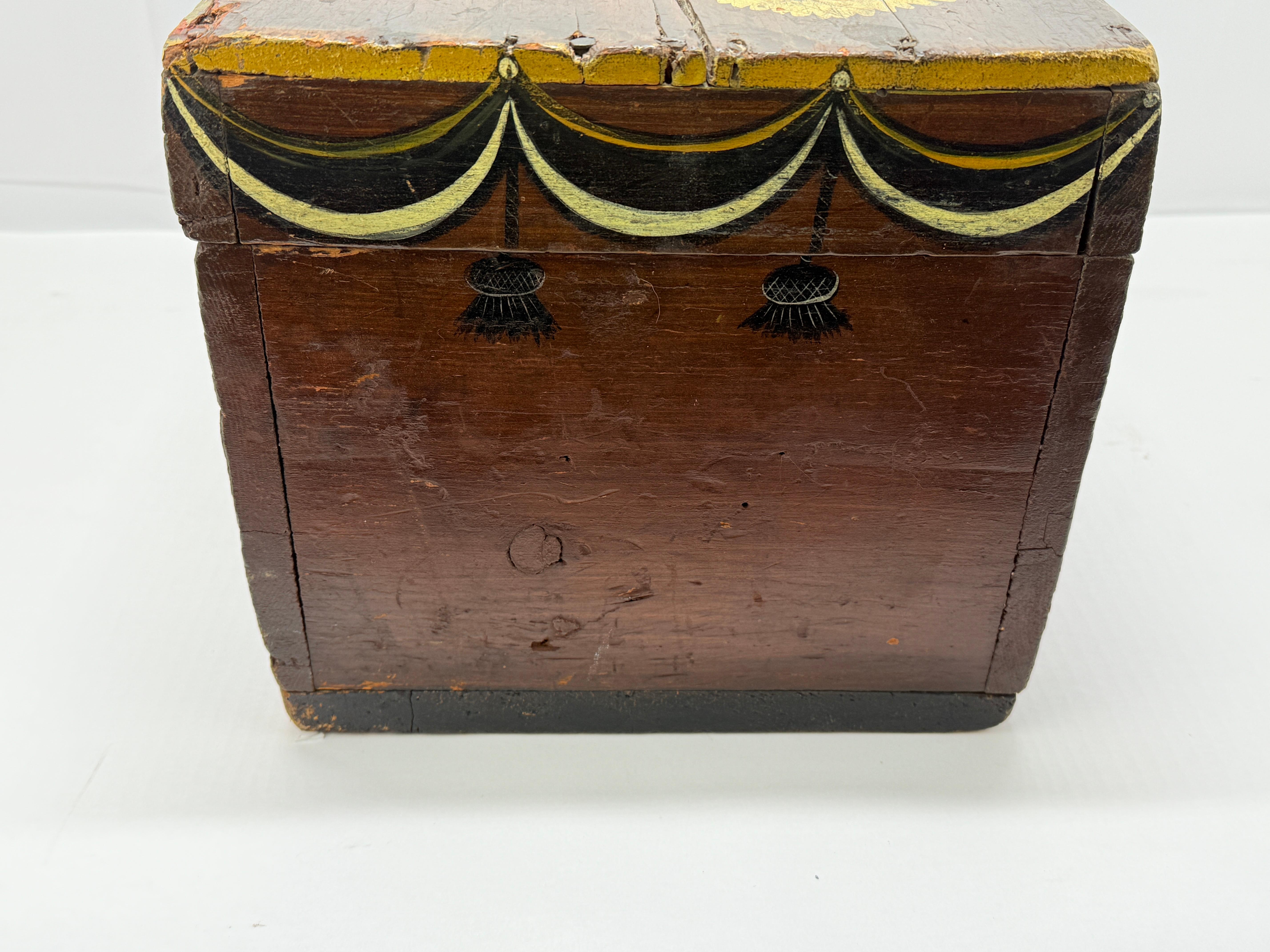 18th Century, New England Paint Decorated Folk Art Box or Crate For Sale 2