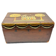 Caja o cajón de arte popular decorado con pintura de Nueva Inglaterra del siglo XVIII