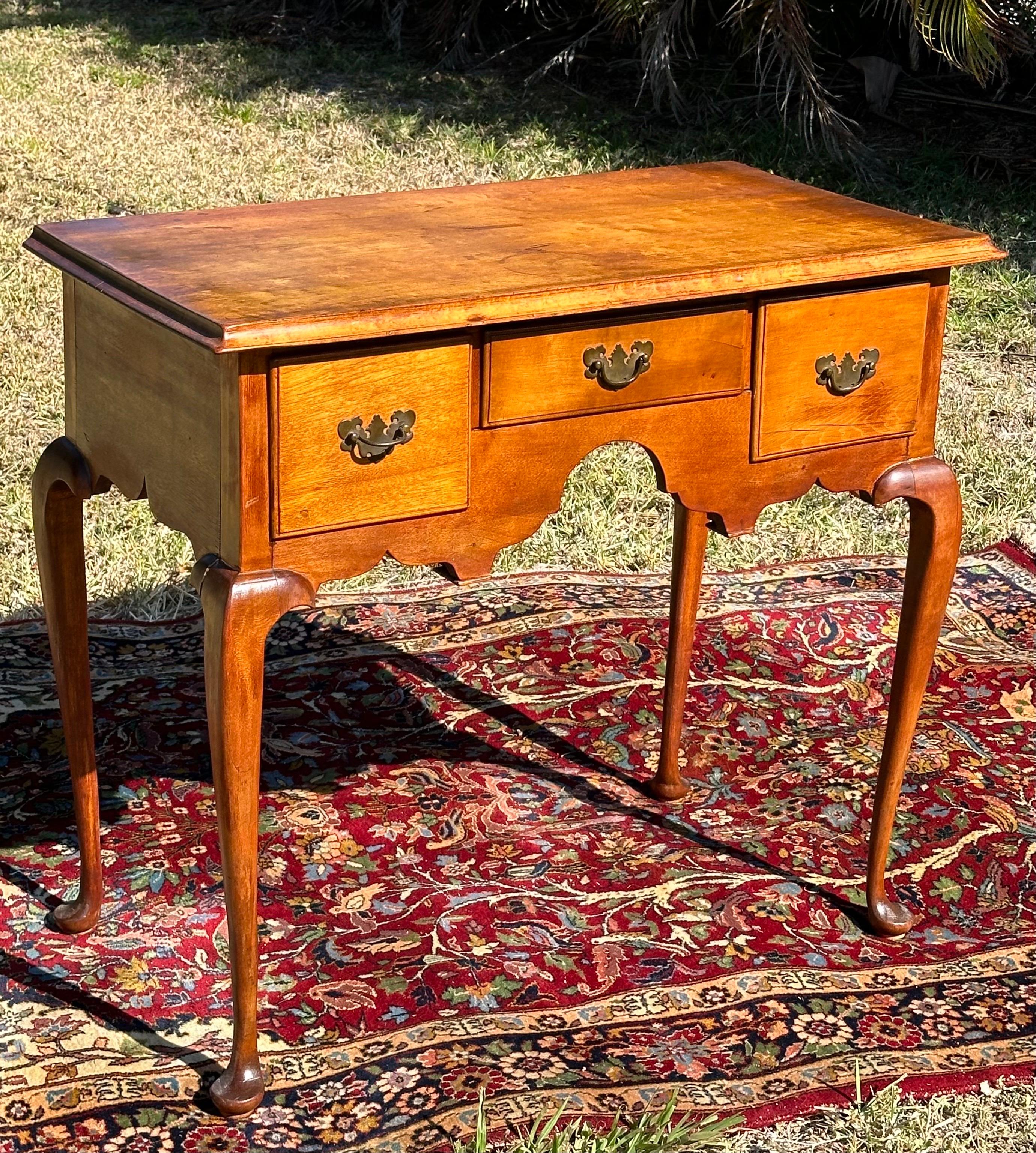 18th Century New England Queen Anne Cherry Lowboy For Sale 8