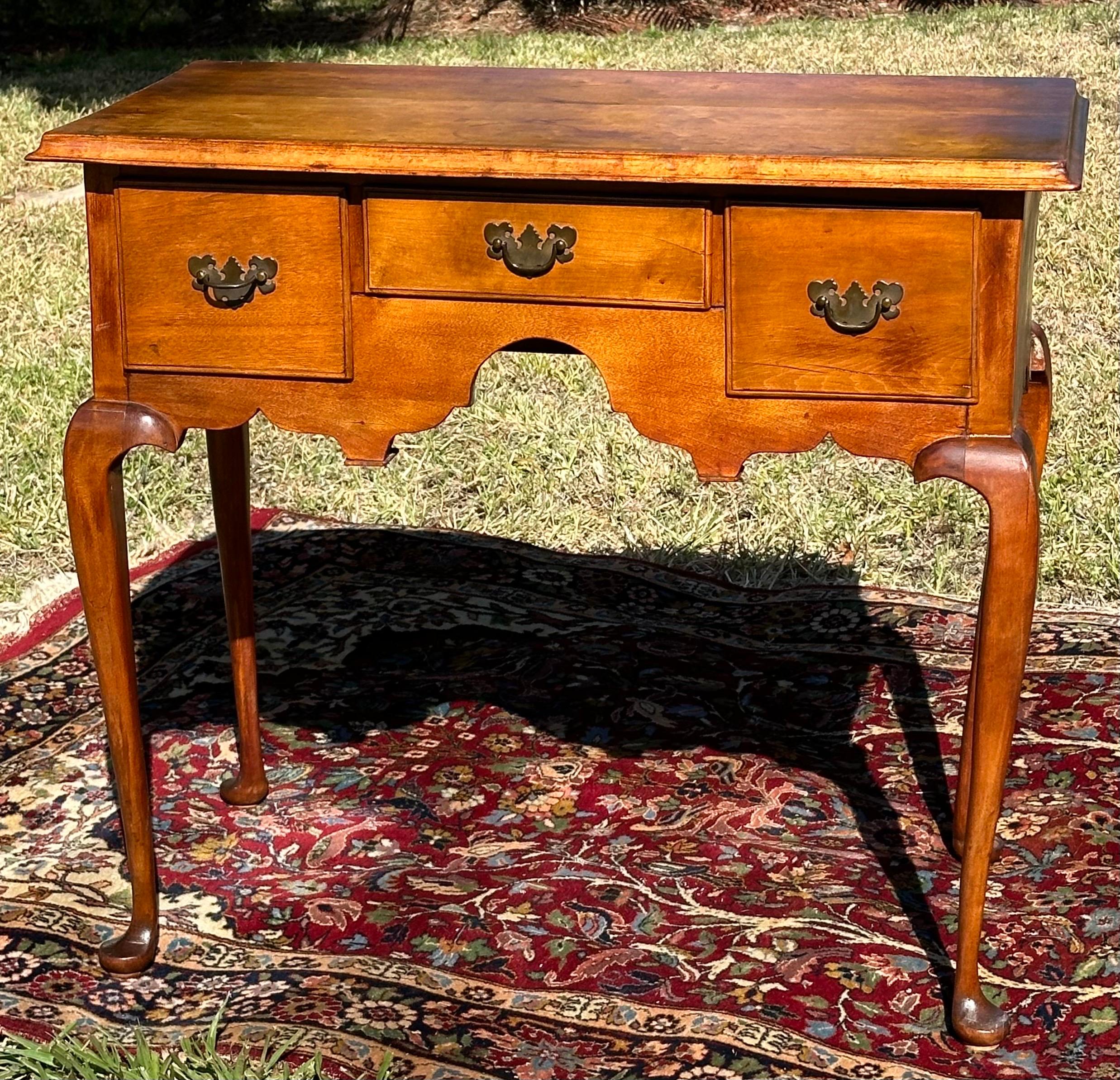 18th Century New England Queen Anne Cherry Lowboy For Sale 9