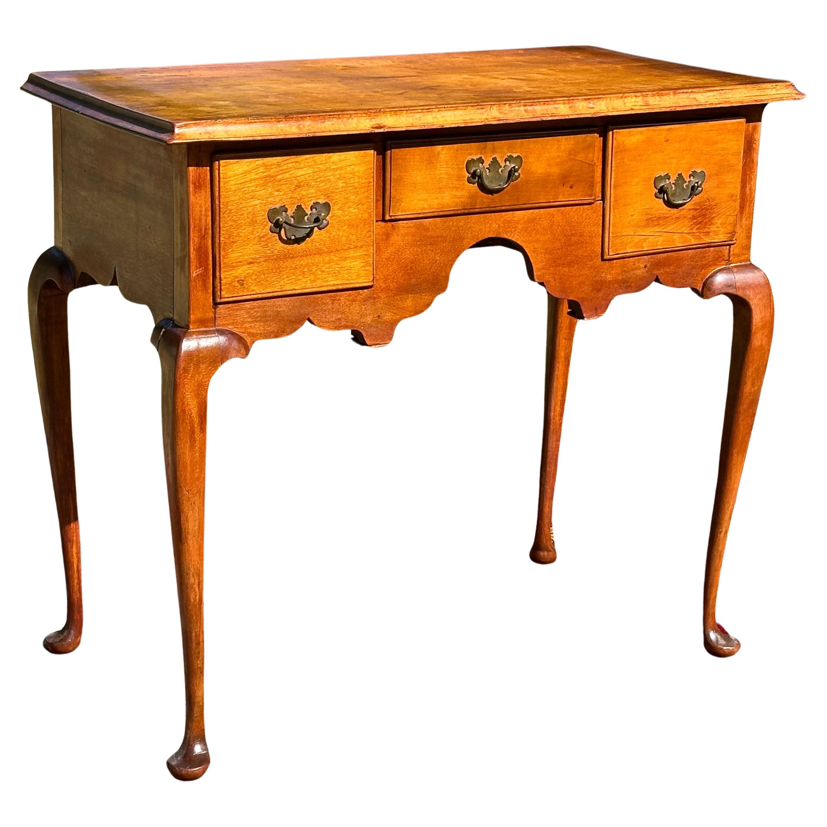 18th Century New England Queen Anne Cherry Lowboy For Sale