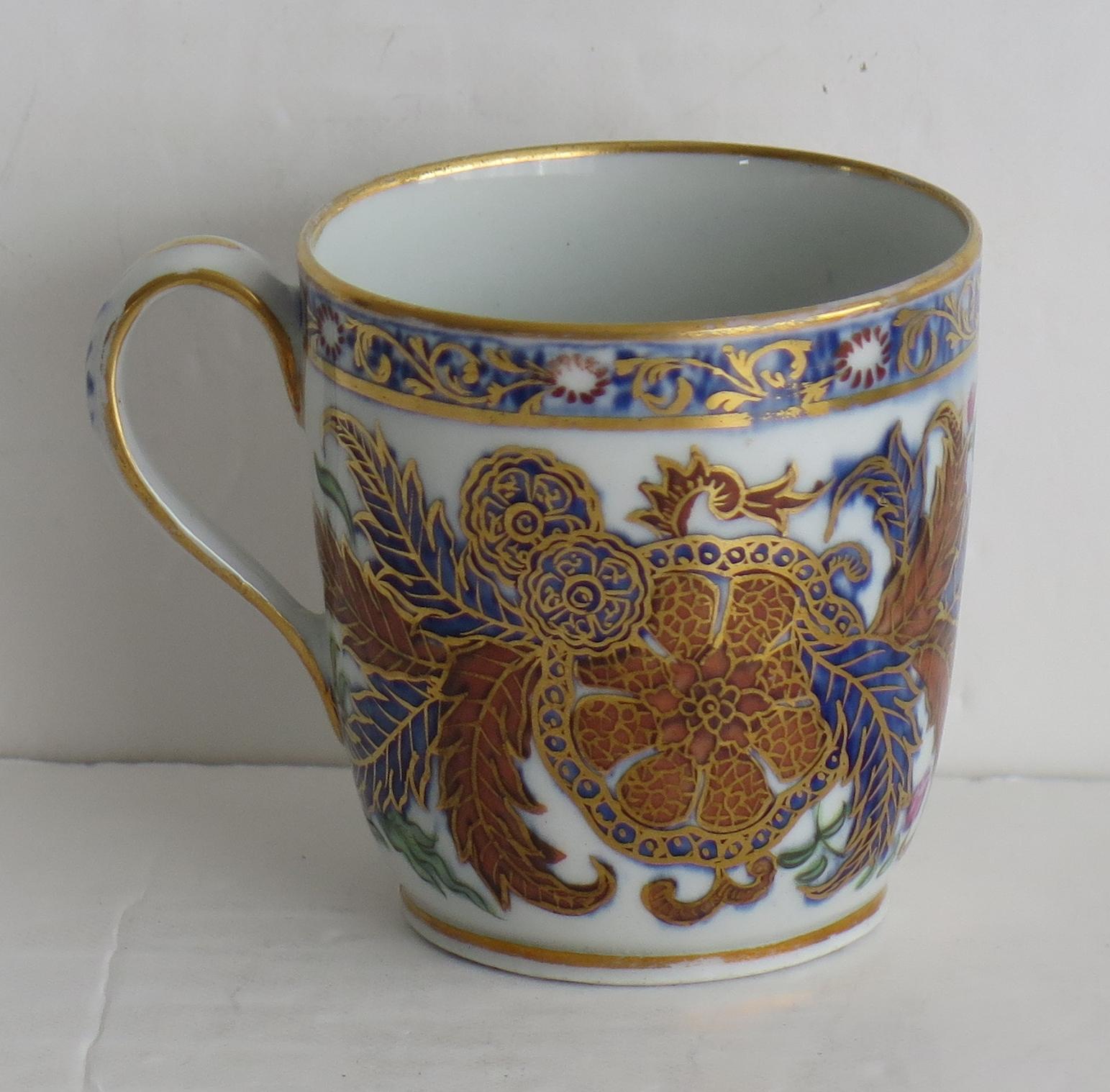18th Century Newhall Porcelain Duo Coffee Cup and Saucer Pattern 274, Circa 1795 In Good Condition In Lincoln, Lincolnshire