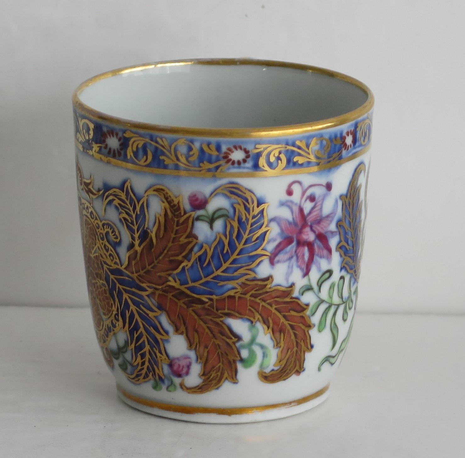 18th Century Newhall Porcelain Duo Coffee Cup and Saucer Pattern 274, Circa 1795 1