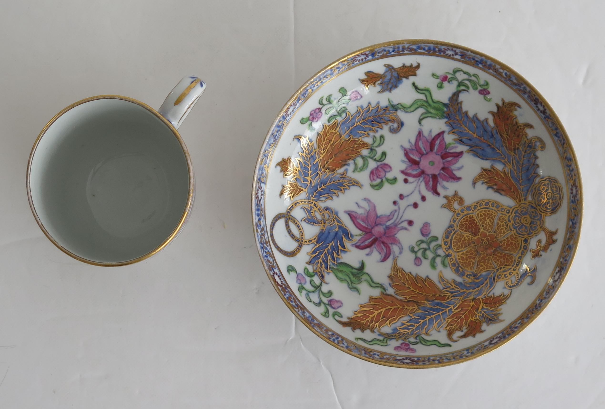 18th Century Newhall Porcelain Duo Coffee Cup and Saucer Pattern 274, Circa 1795 2