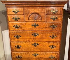 18th Century NH Dunlap School Chippendale Maple Chest on Chest