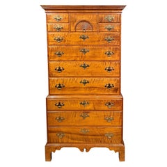 18th Century NH Dunlap School Chippendale Maple Chest on Chest