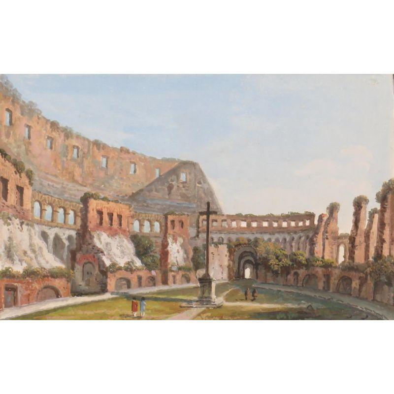 Peinture de Tempera sur papier du 18ème siècle, neuf vues de Rome en vente 4