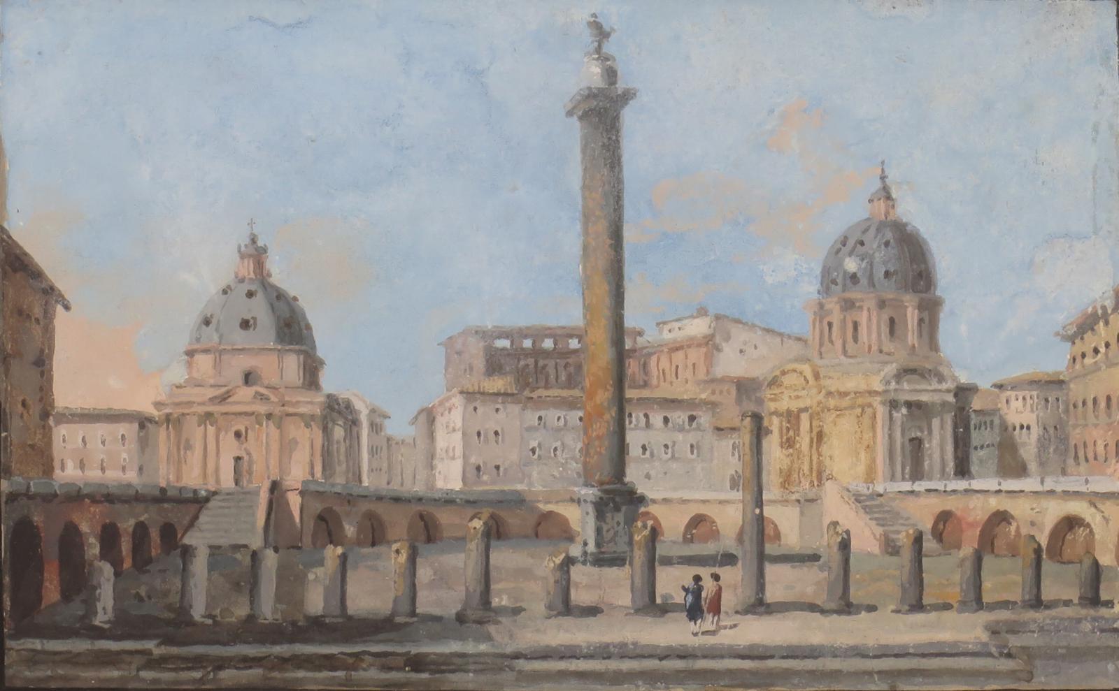Peinture de Tempera sur papier du 18ème siècle, neuf vues de Rome en vente 5
