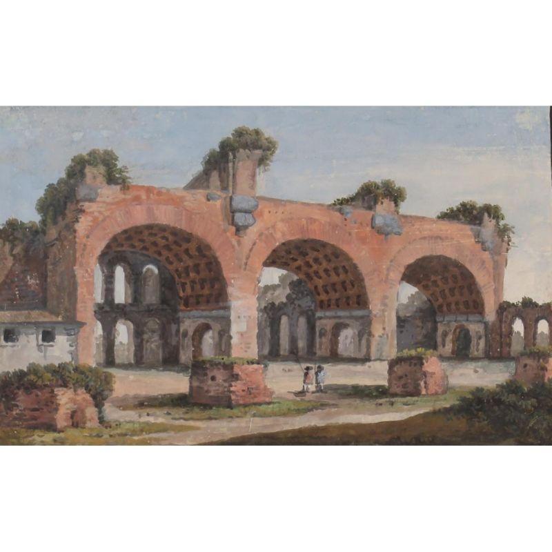 Siglo XVIII Nueve vistas de Roma Pintura Témpera sobre papel Italiano en venta