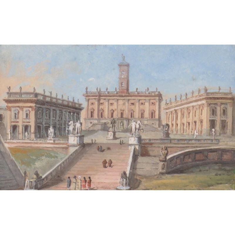 Siglo XVIII Nueve vistas de Roma Pintura Témpera sobre papel en Bueno estado para la venta en Milan, IT