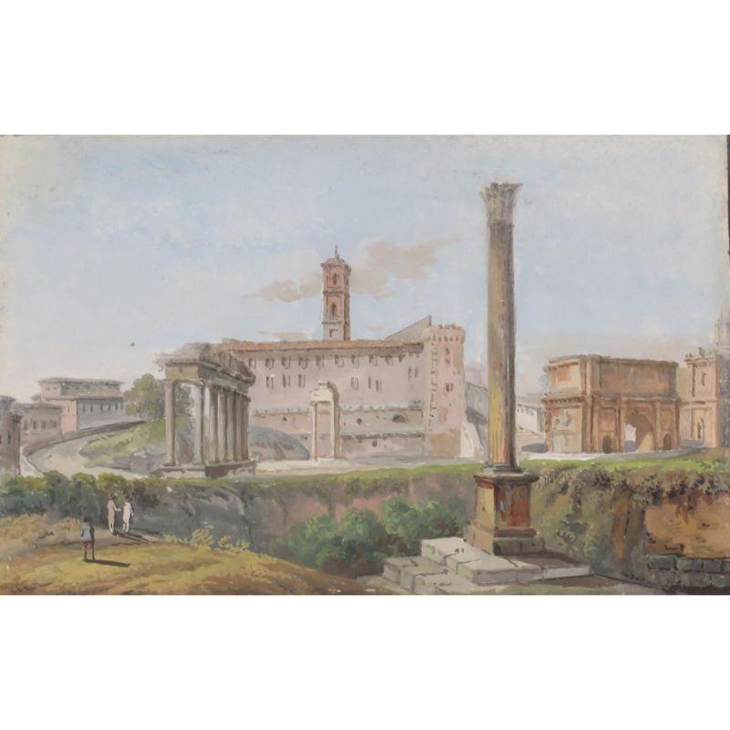 18th Century and Earlier 18th Century Nine Views of Rome Painting Tempera on Paper For Sale