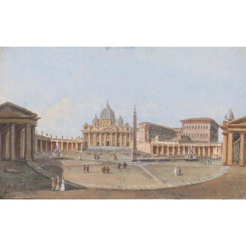 Peinture de Tempera sur papier du 18ème siècle, neuf vues de Rome en vente 1