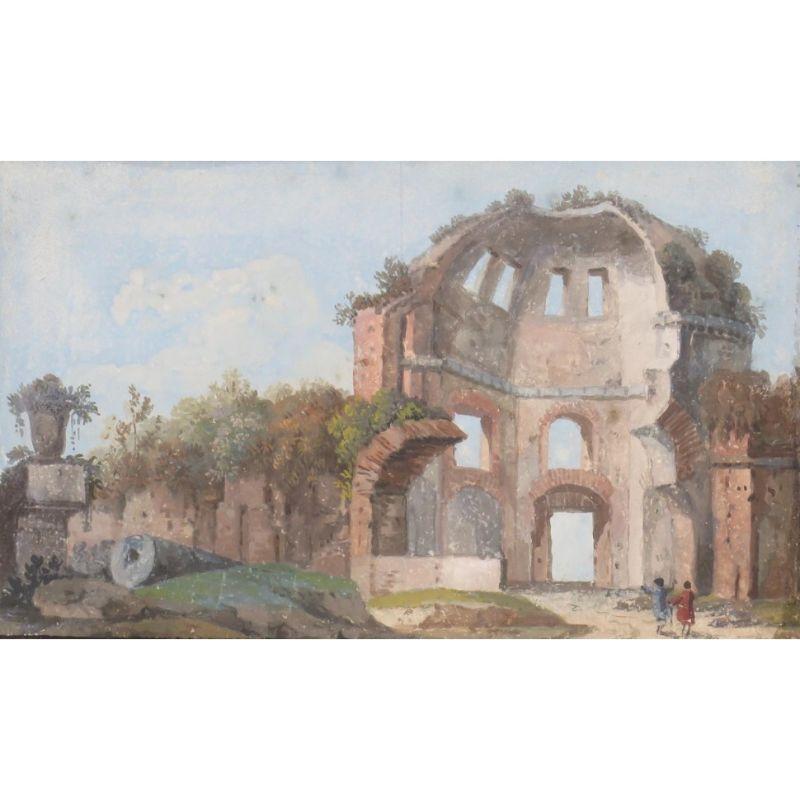 18th Century Nine Views of Rome Painting Tempera on Paper For Sale 3
