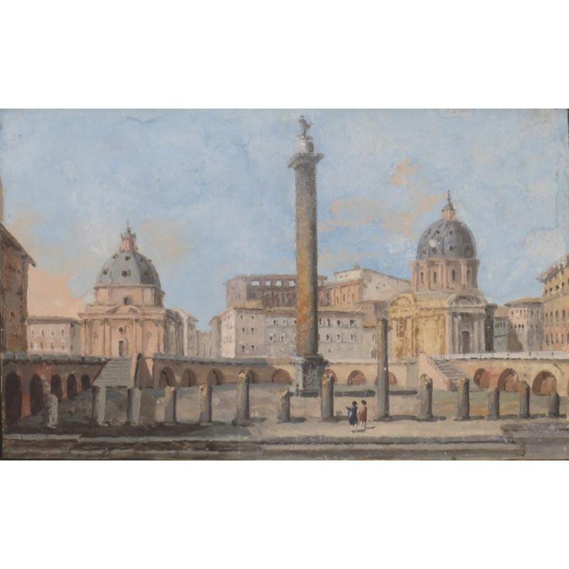 Peinture de Tempera sur papier du 18ème siècle, neuf vues de Rome en vente 3