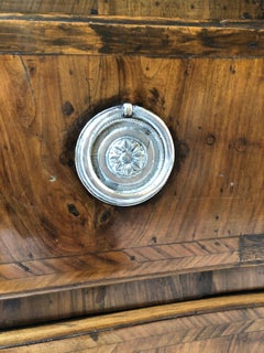 18th Century North Italian Olivewood, Marble and Silvered Metal Mounted Commode