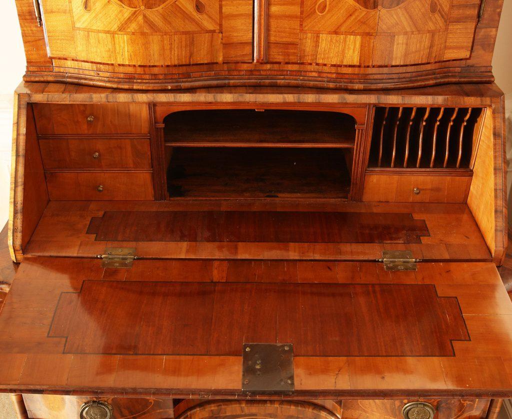 Veneer 18th Century North Italian Walnut Bureau Cabinet