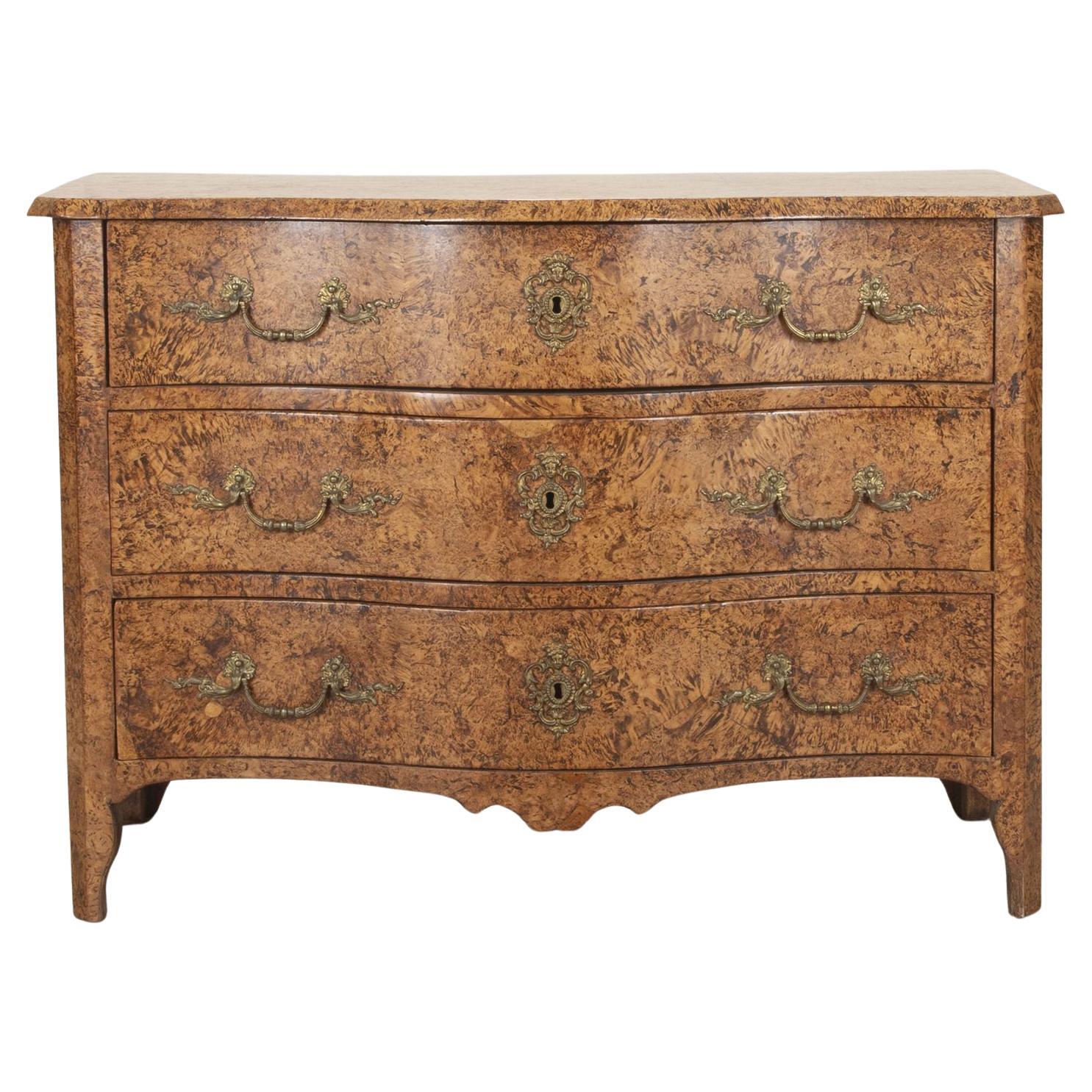 Late 18th Century Louis XV Commode, Burr Yew Wood, Italy For Sale