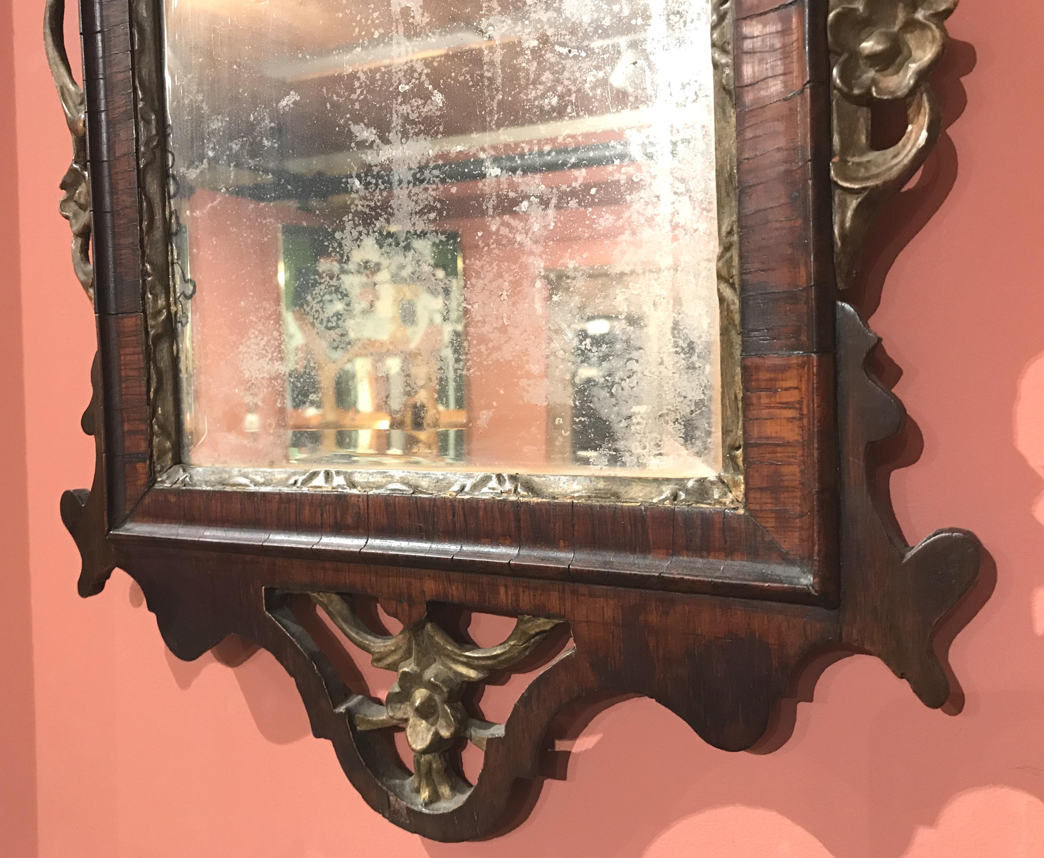 18th Century Northern European Carved Rosewood Mirror with Gilt Decoration In Good Condition In Milford, NH