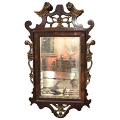 18th Century Northern European Carved Rosewood Mirror with Gilt Decoration