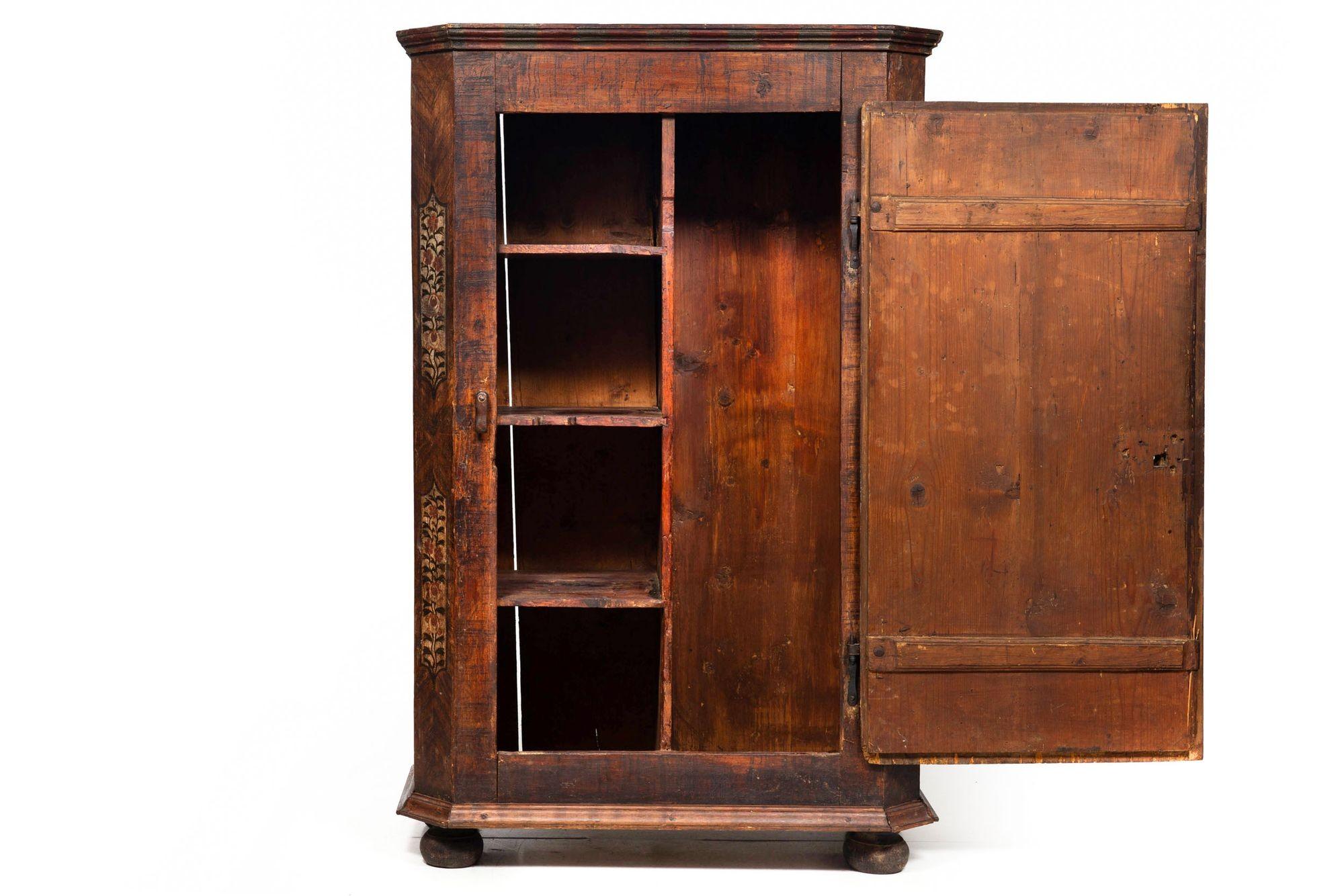 18th Century Northern European Grain-Painted Antique Wardrobe or Cupboard In Fair Condition In Shippensburg, PA