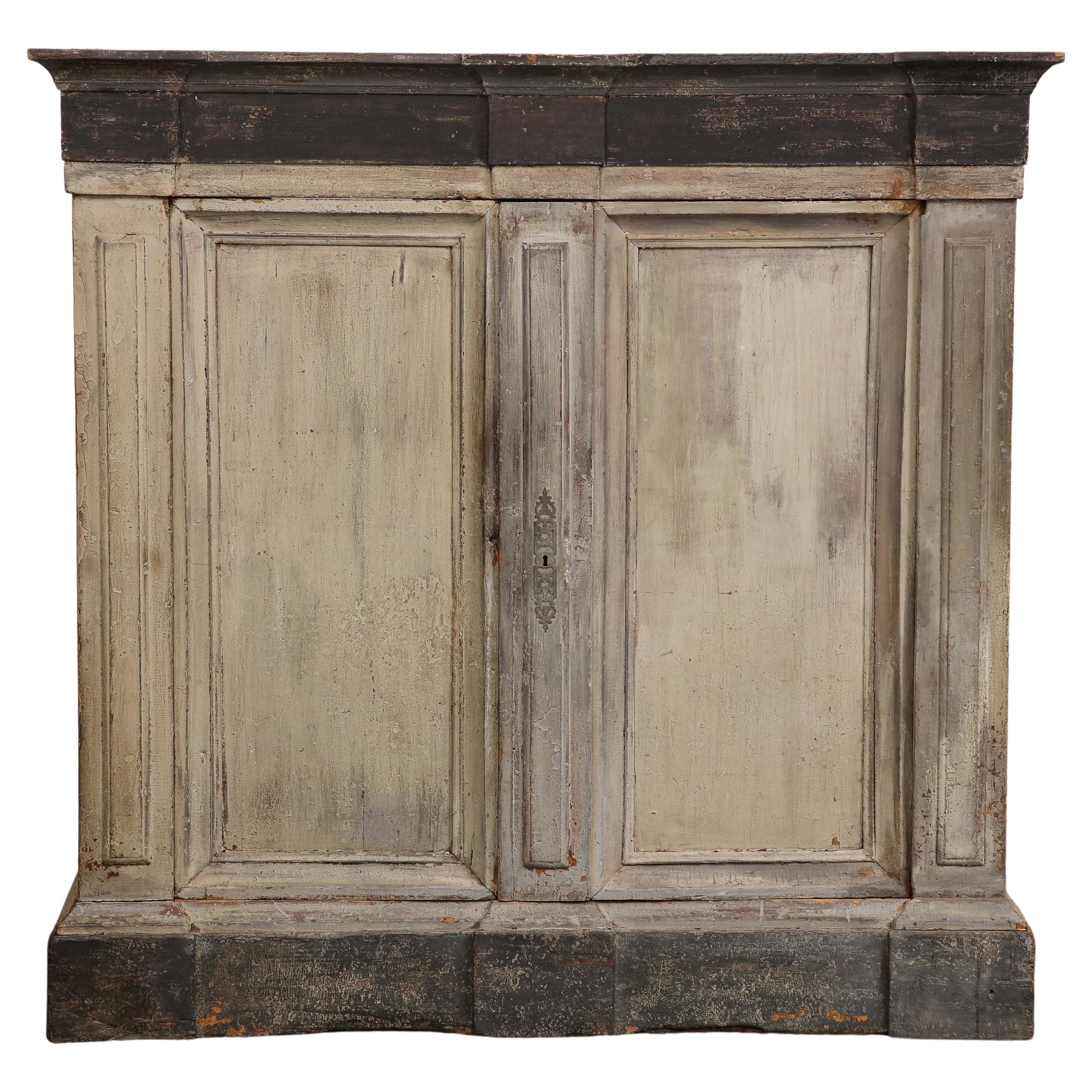 18th Century Northern European Rustic Painted Armoire/Cabinet For Sale