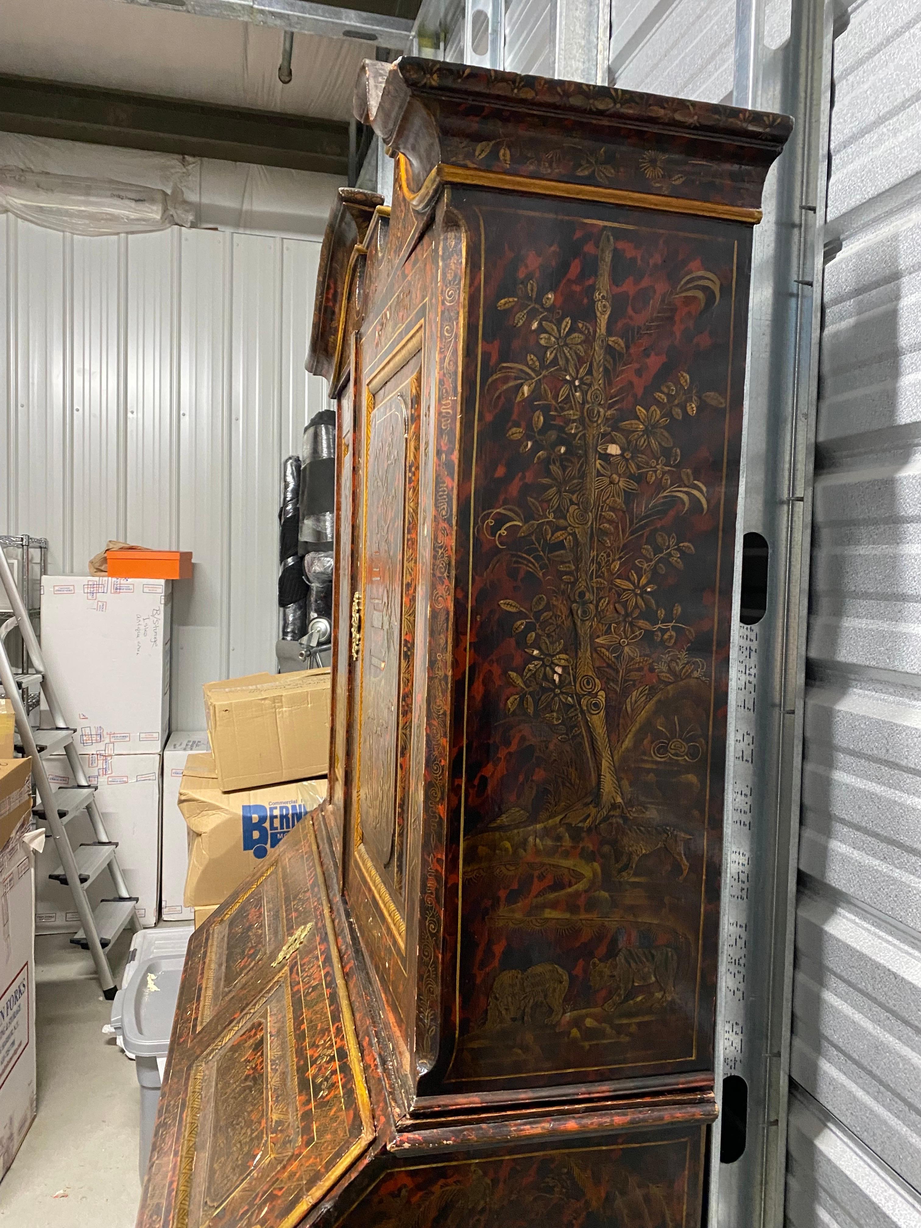 Unknown 18th Century Northern European Tortoiseshell Lacquer Japanned Bureau Cabinet For Sale