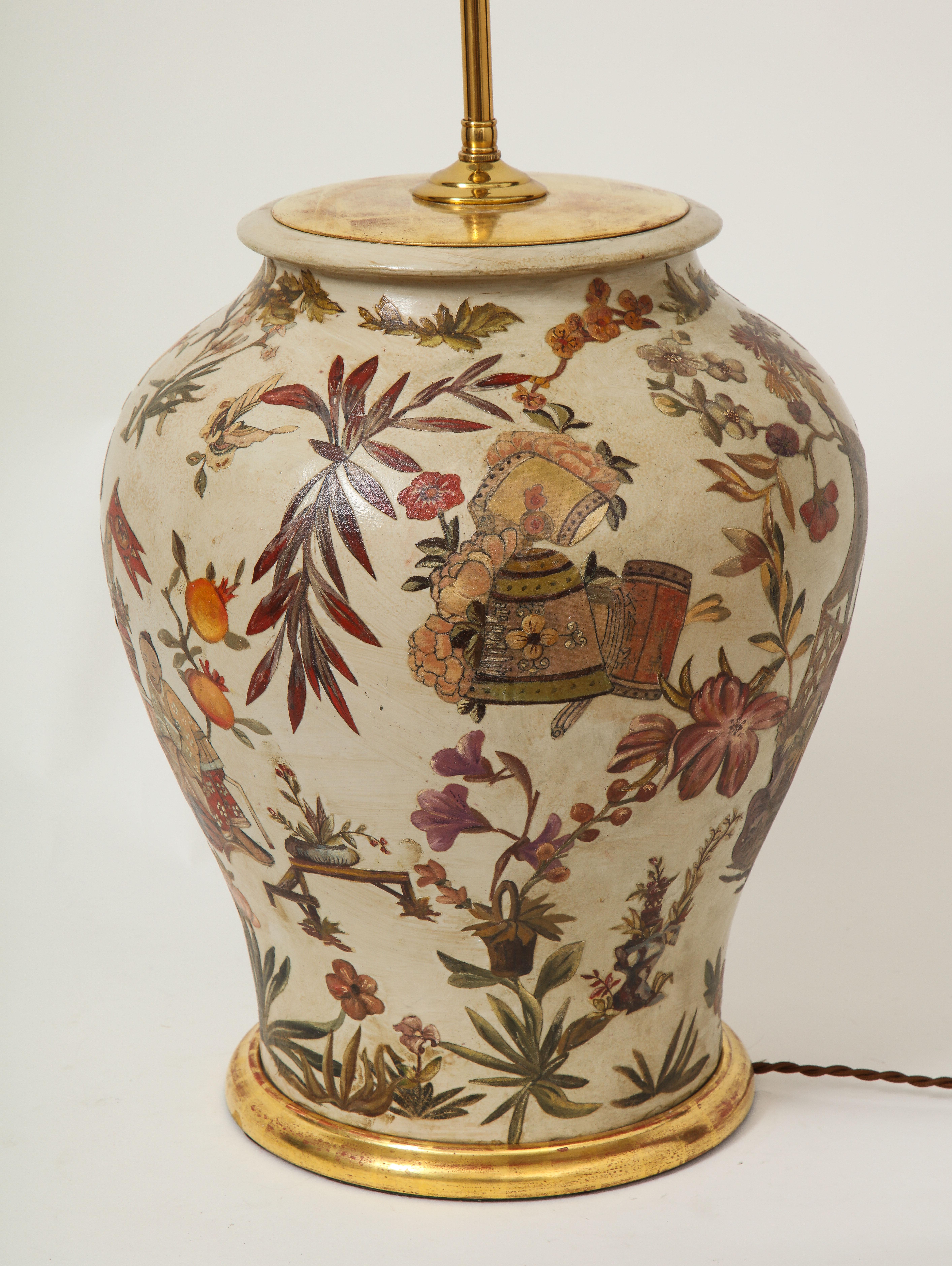 lampe vase en terre cuite Lacca Povera du 18e siècle d'Italie du Nord Bon état - En vente à New York, NY