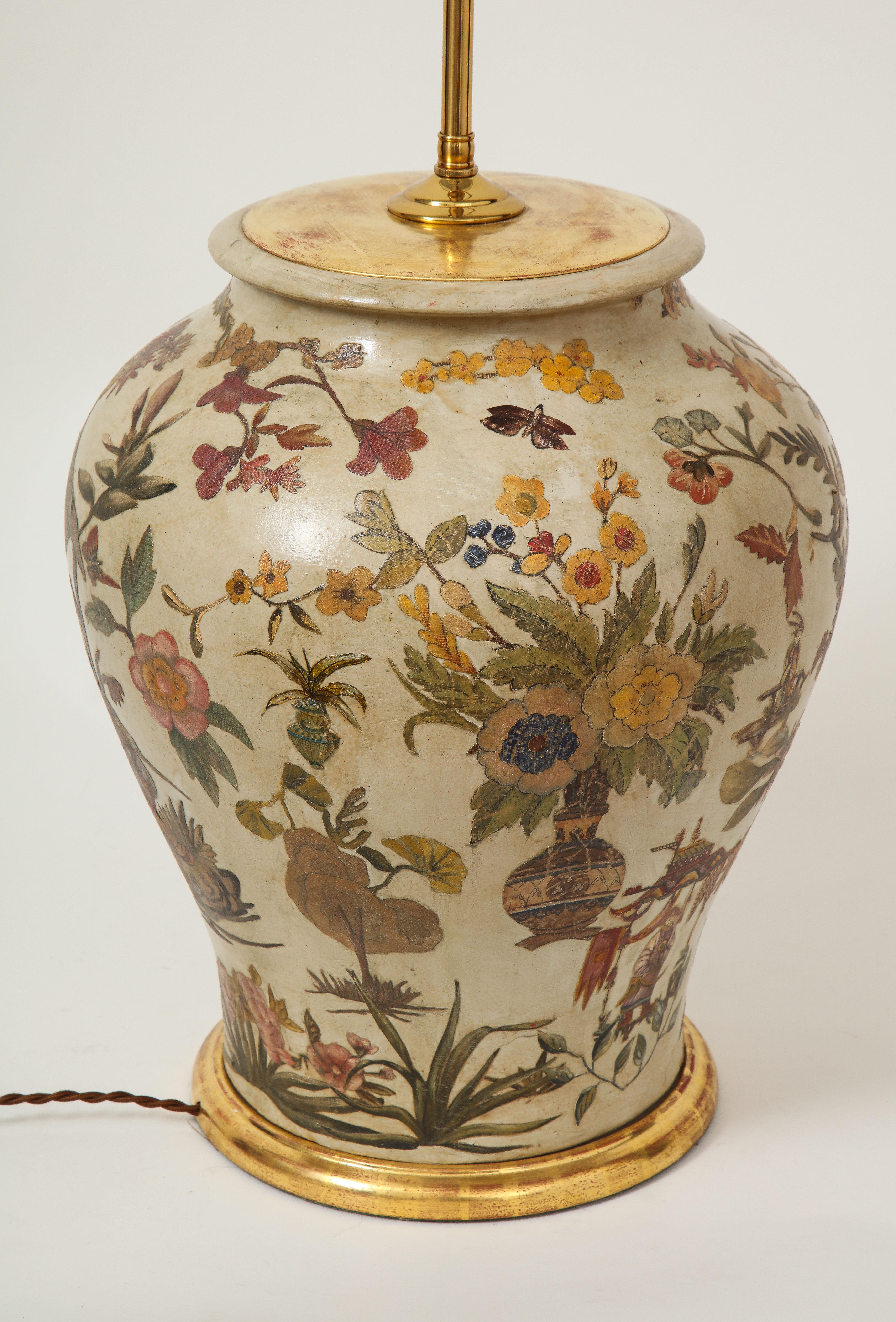 Terre cuite lampe vase en terre cuite Lacca Povera du 18e siècle d'Italie du Nord en vente