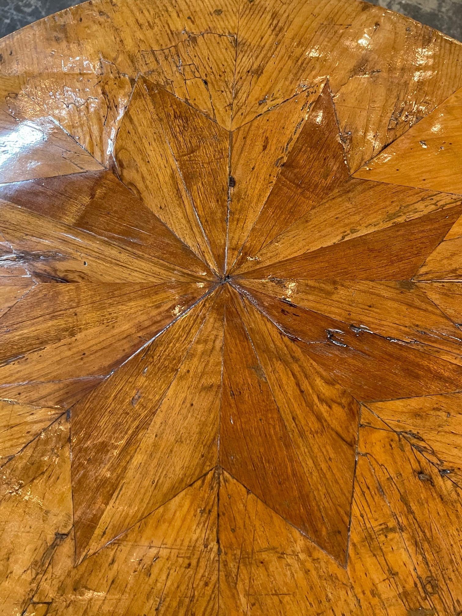 18th Century and Earlier 18th Century Northern Italian Walnut Side Table with Star Inlay