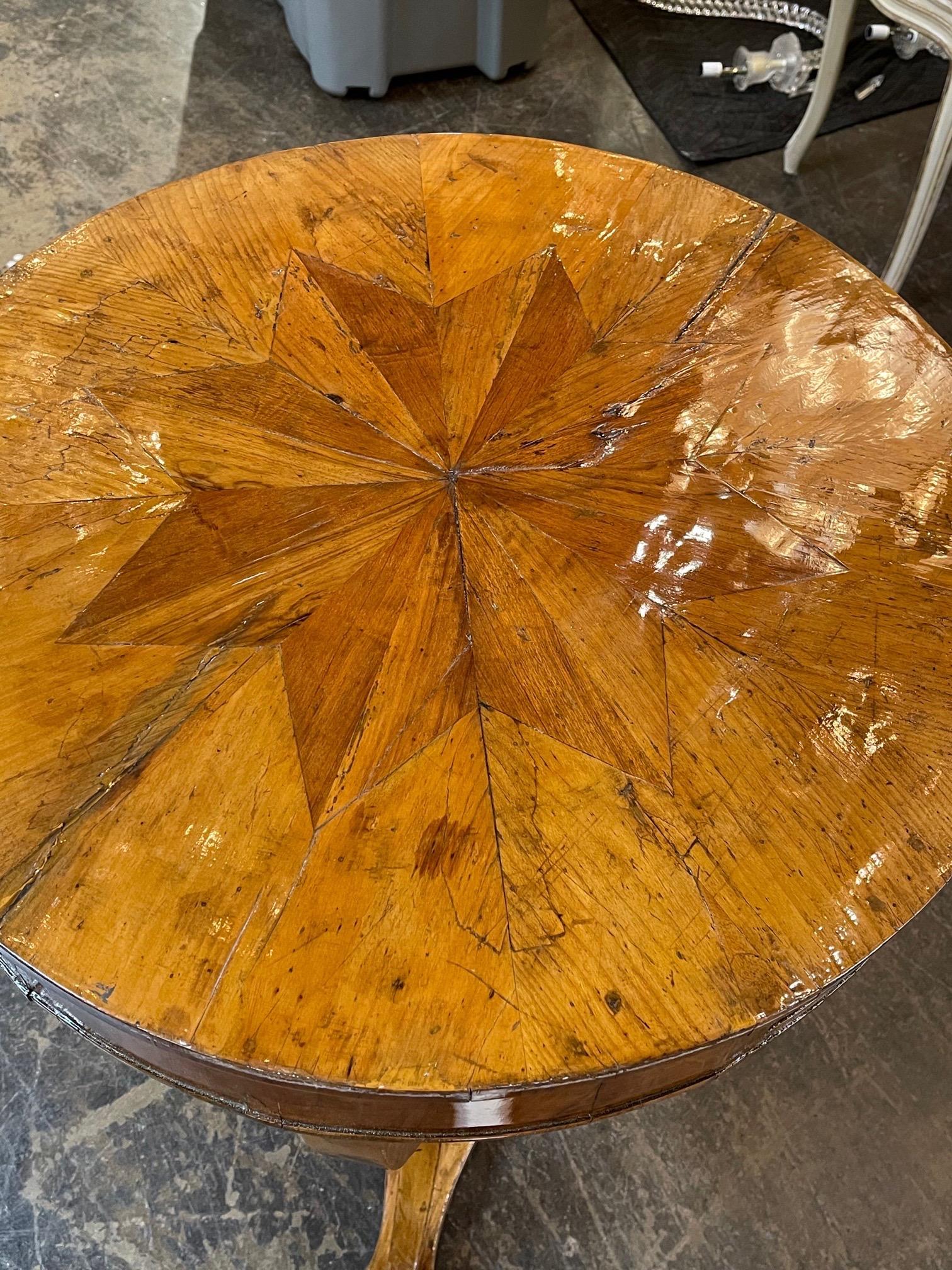18th Century Northern Italian Walnut Side Table with Star Inlay 2