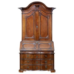 18th Century Norwegian Carved Oak Bureau Bookcase