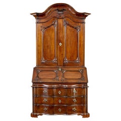 Antique 18th Century Norwegian carved oak bureau bookcase