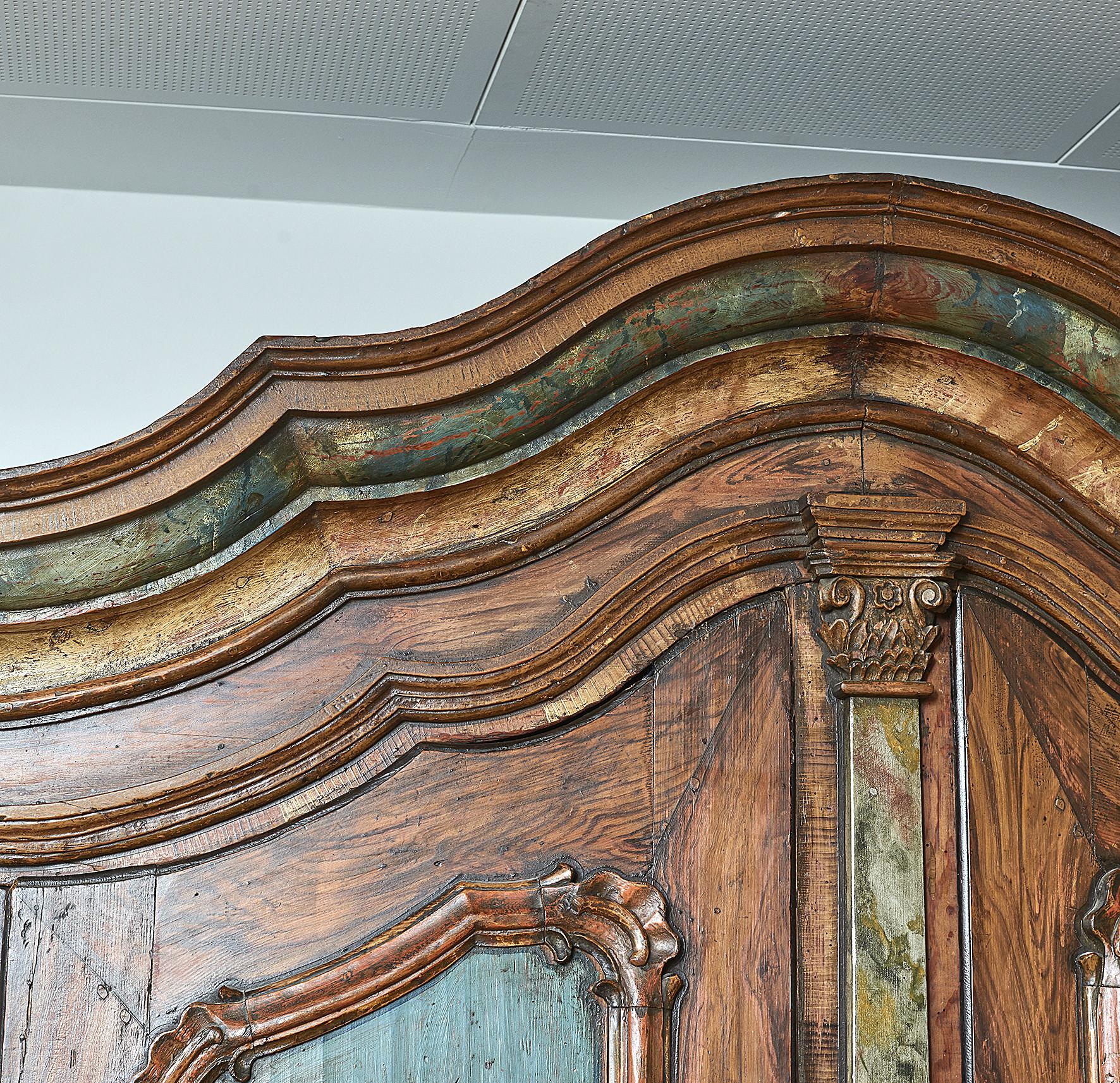 Hand-Painted 18th Century Norwegian Rococo Cabinet