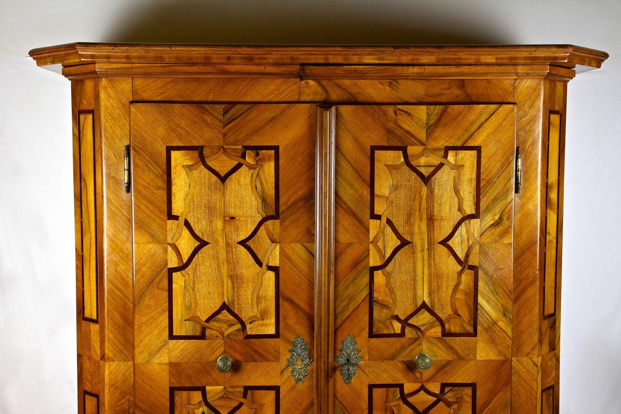 18th Century Nutwood Baroque Cabinet With Inlay Works, Austria ca. 1780 For Sale 10