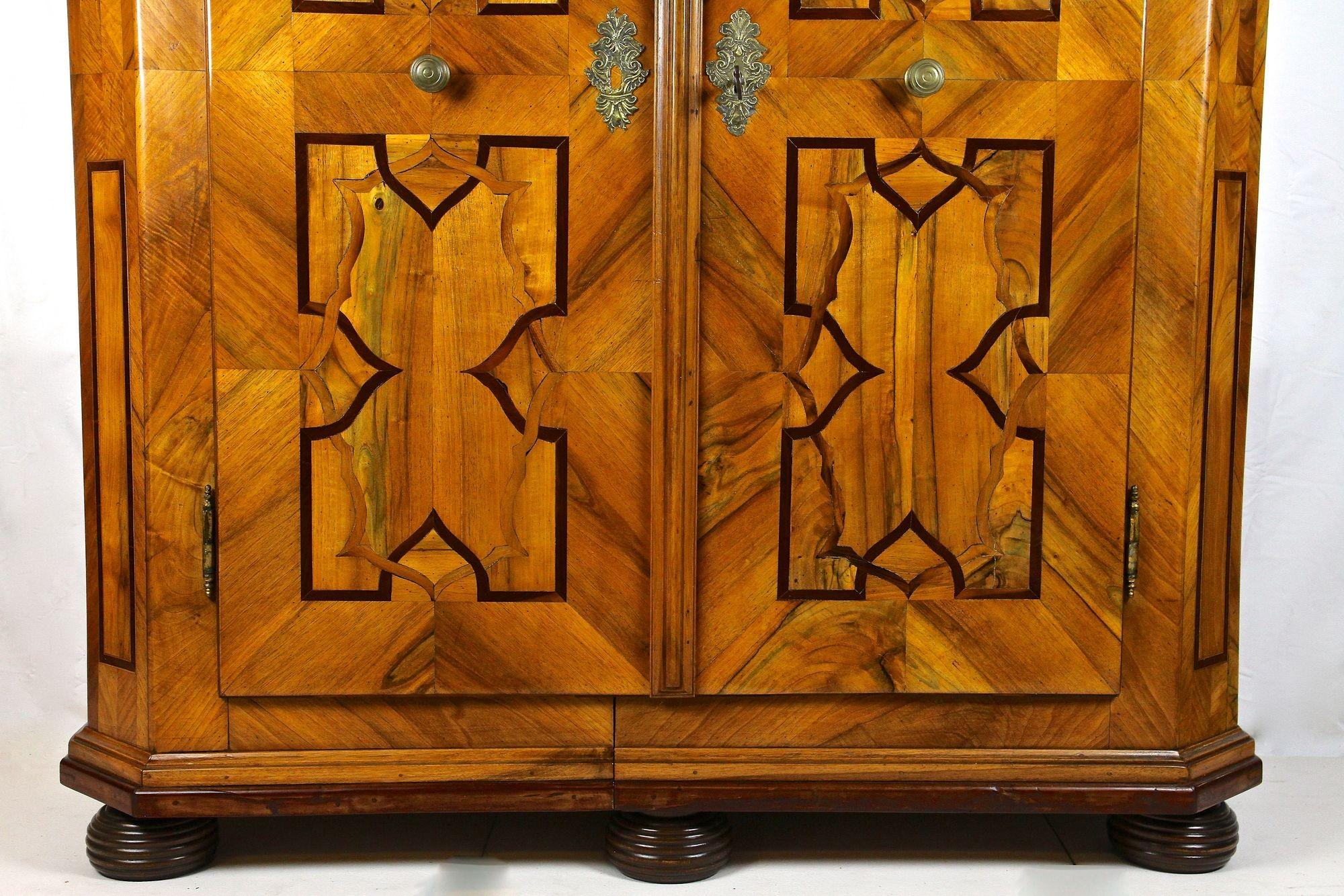 18th Century Nutwood Baroque Cabinet With Inlay Works, Austria ca. 1780 For Sale 11