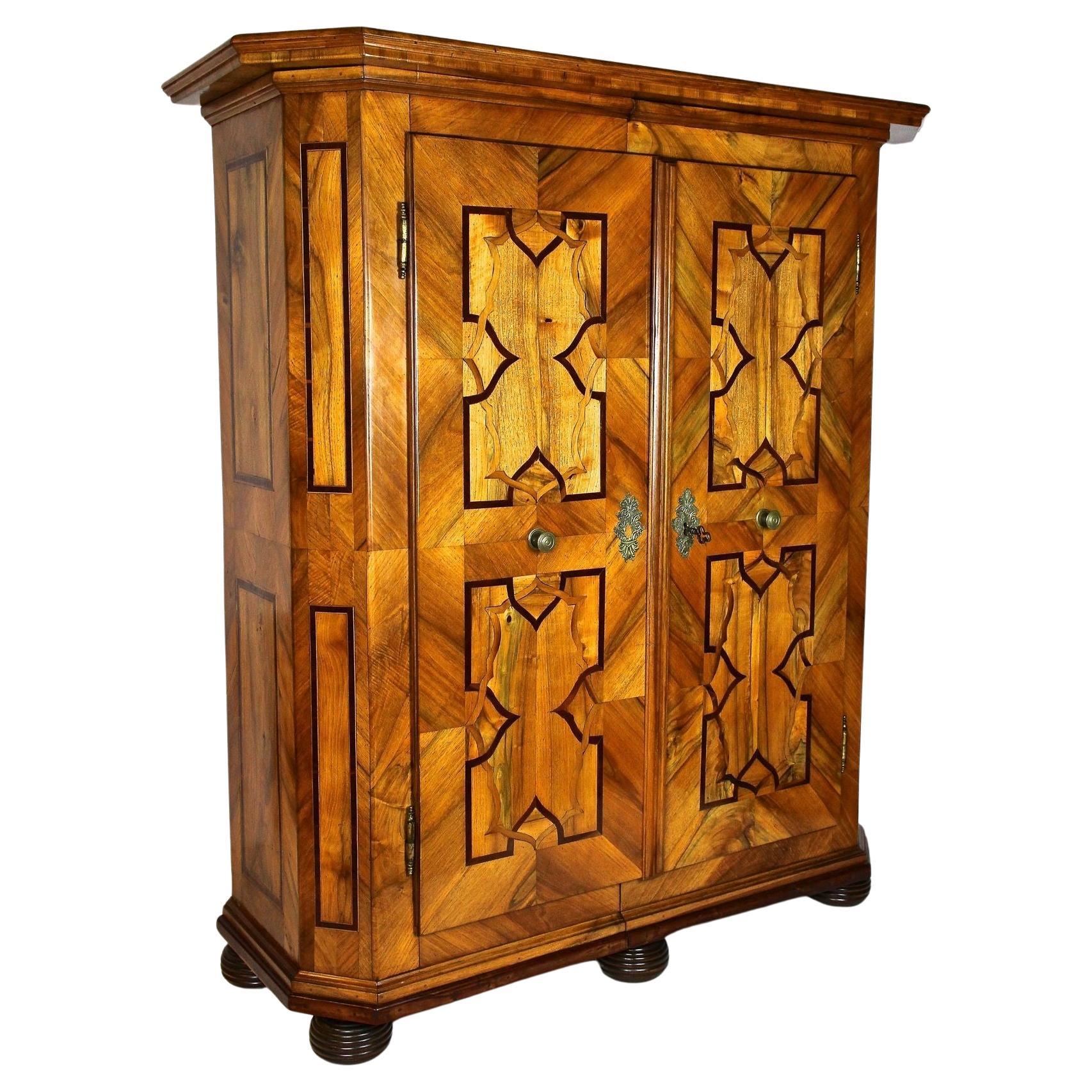 18th Century Nutwood Baroque Cabinet With Inlay Works, Austria ca. 1780 For Sale