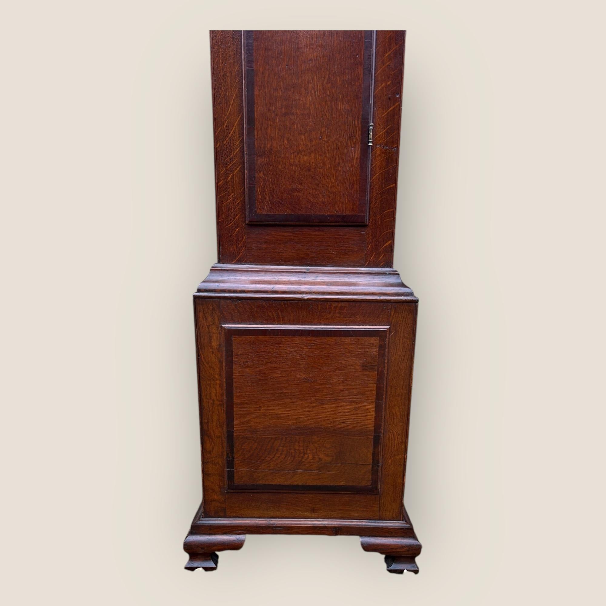 18th Century Oak 8 Day Grandfather Clock by Richard Houton For Sale 2