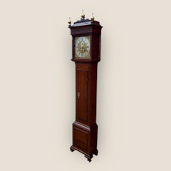 18th Century Georgian Oak Brass Dial 8 Day Grandfather Clock by Richard Houton